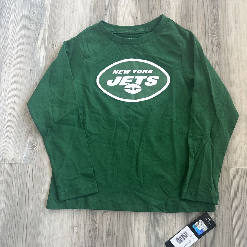 NWT NFL NY Jets Green Long Sleeved T Shirt Little Kids Unisex Large 7